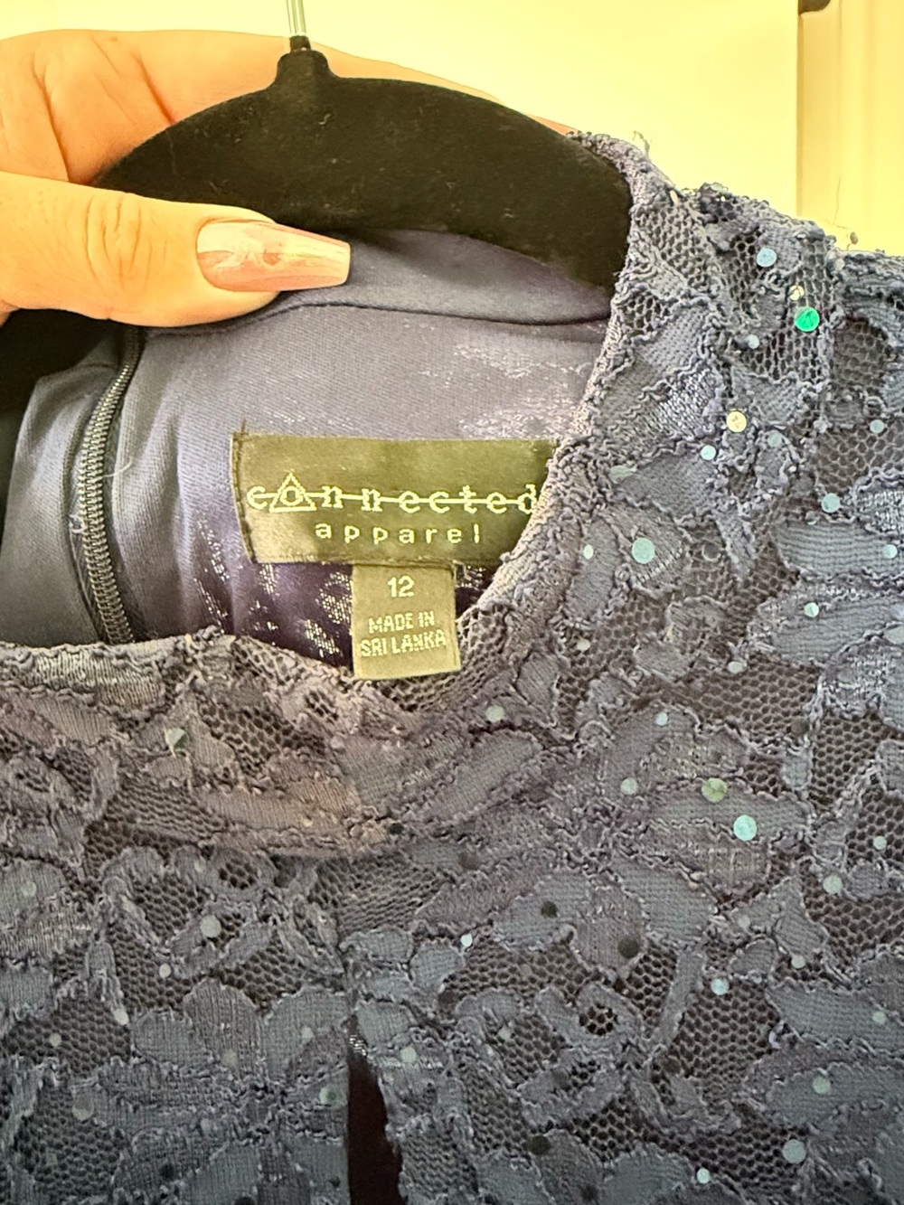 connected apparel Navy Blue Floral Lace Maxi Dress - Picture 3 of 3
